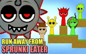 Run Away from Sprunki Eater - Escape Platformer Online Game
